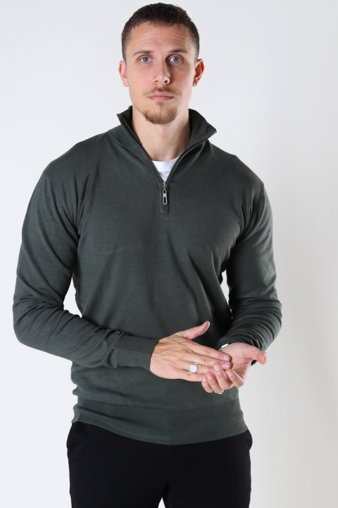 JEFF FRANKIE HALF ZIP KNIT Army