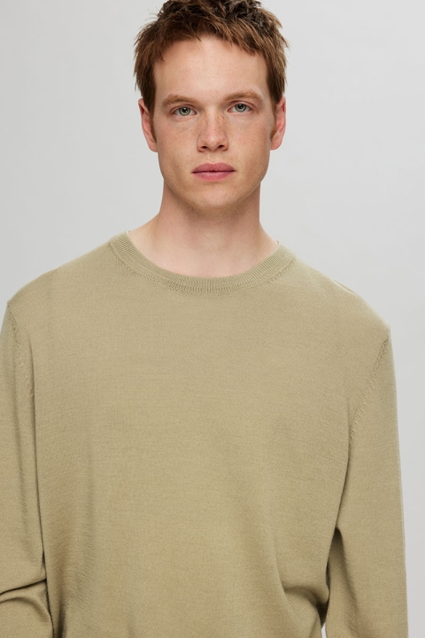 Selected Tray LS Merino Knit Crew Neck Kelp