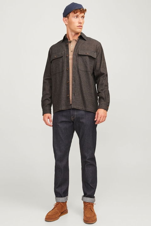 Jack & Jones Raymond Melange Solid LS Overshirt Slate Black