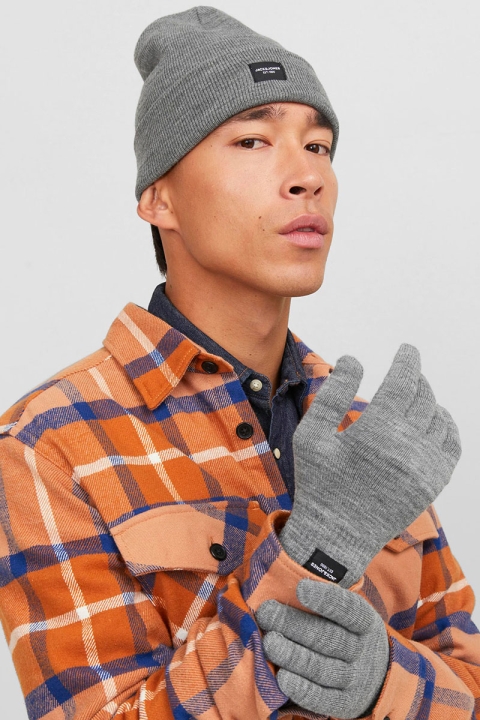 Jack & Jones Beanie & Glove Knit Giftbox Grey Melange