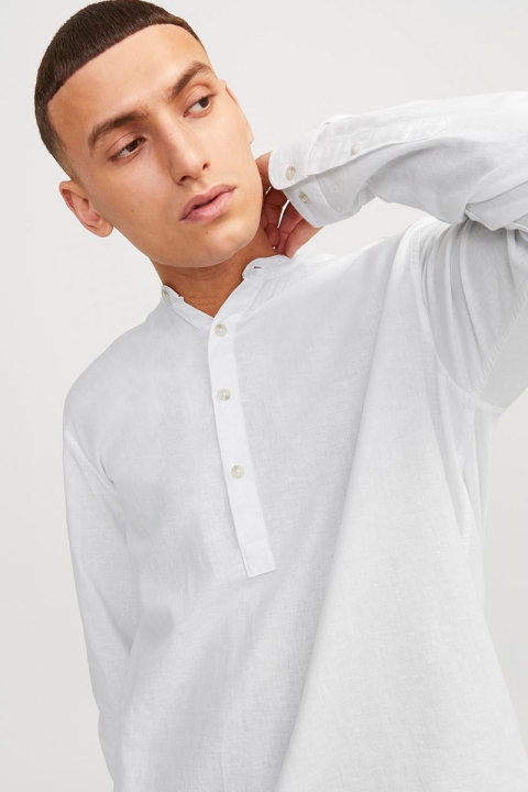 Jack & Jones Summer Tunic Linen Blend Shirt LS White