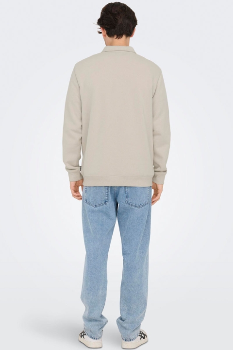 ONLY & SONS Ceres Half Zip Polo Sweat Silver Lining