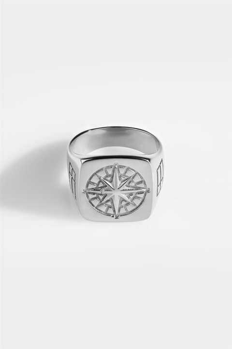 Northern Legacy Oversize Compass Pierścień Silver