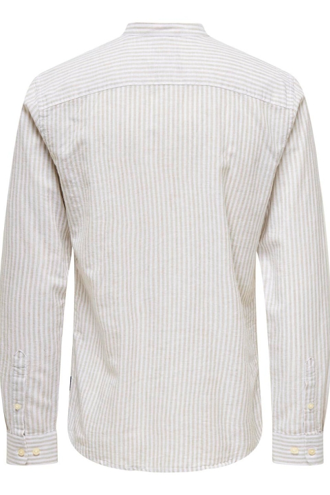 ONLY & SONS Caiden LS Mao Stripe Linen Shirt Chinchilla