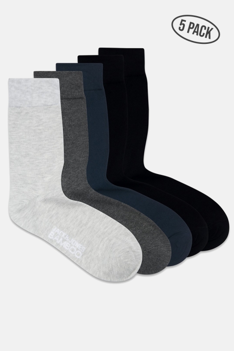 Jack & Jones JACBASIC BAMBOO SOCK 5 PACK NOOS Black Black - Navy blazer - Dark grey melange - Light