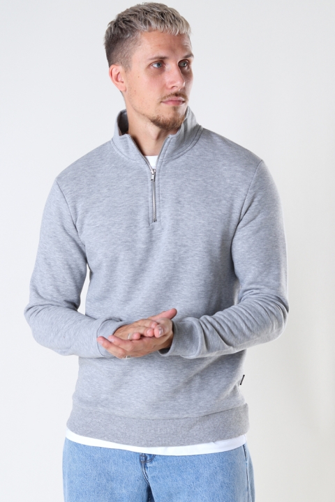 ONLY & SONS ONSCERES LIFE HALF ZIP SWEAT Light Grey Melange