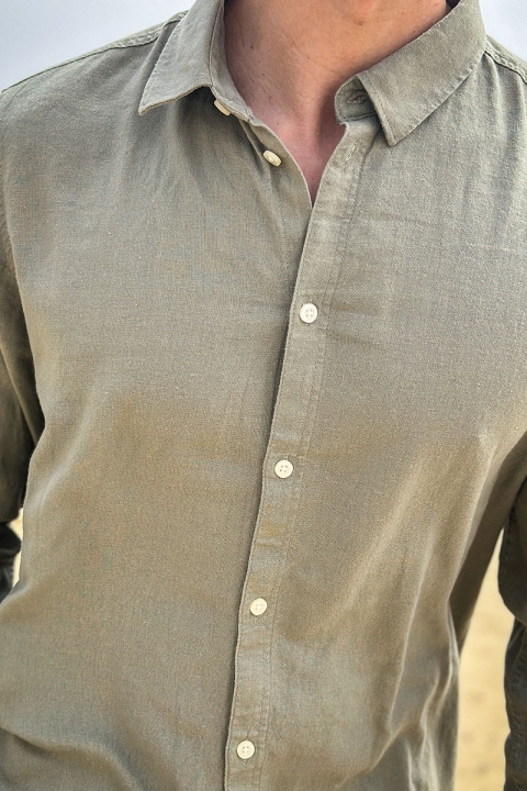 Solid Enea Allan Linen Shirt LS Vetiver