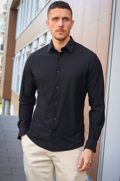 Jack & Jones Active Muscle Fit Stretch Shirt Black