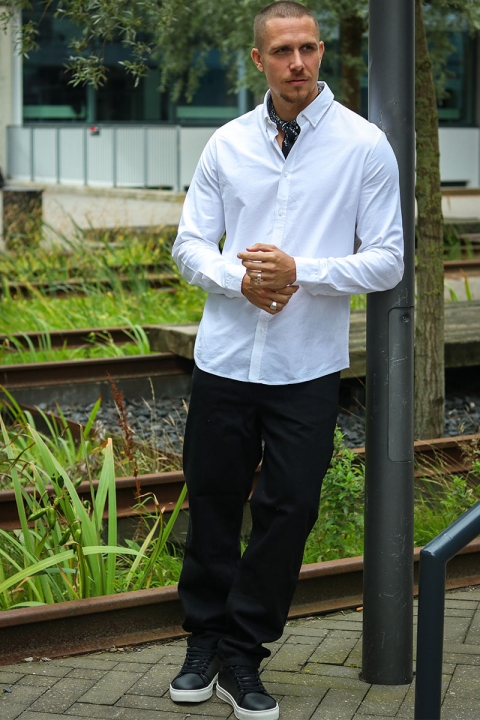 Solid Val Oxford Stretch Shirt LS White