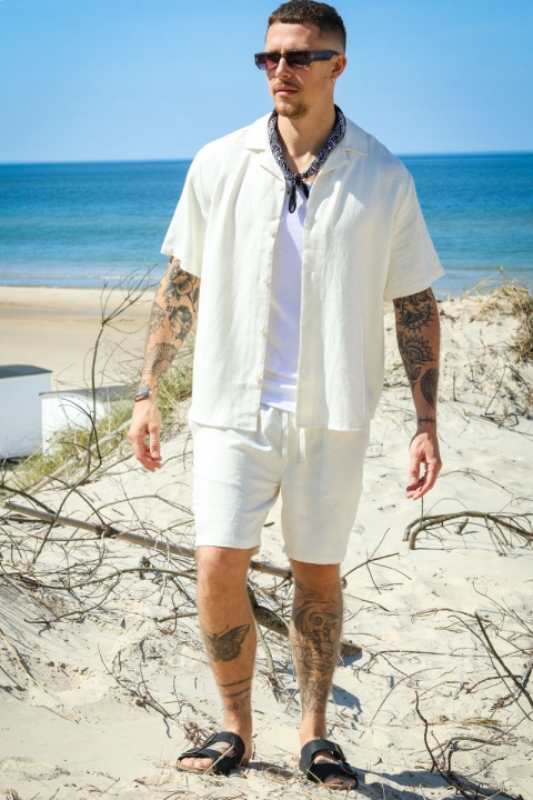 ONLY & SONS Kari Relaxed Cuba Shirt Viscose Linen White