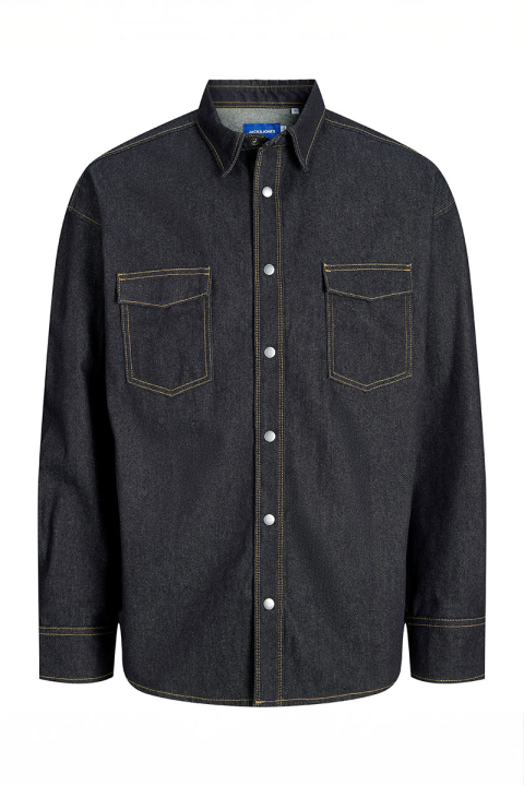 Jack & Jones Austin Wide Fit Denim Shirt LS Dark Denim