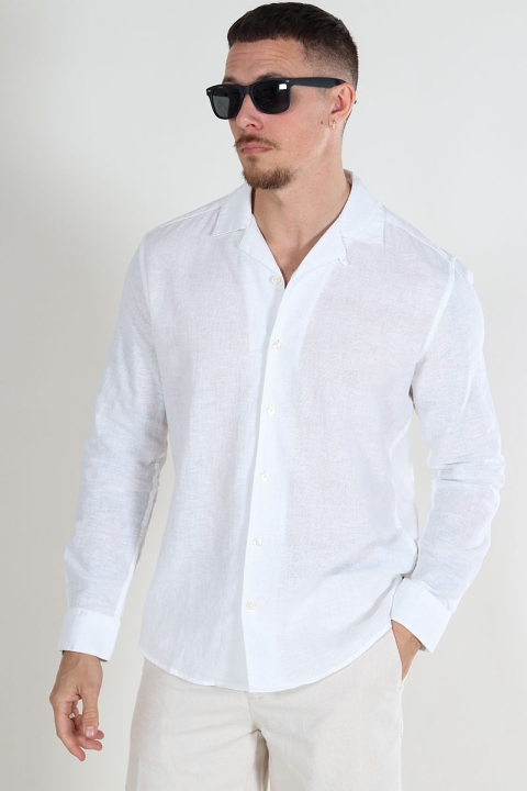 ONLY & SONS Caiden Regular Linen Resort LS Shirt White