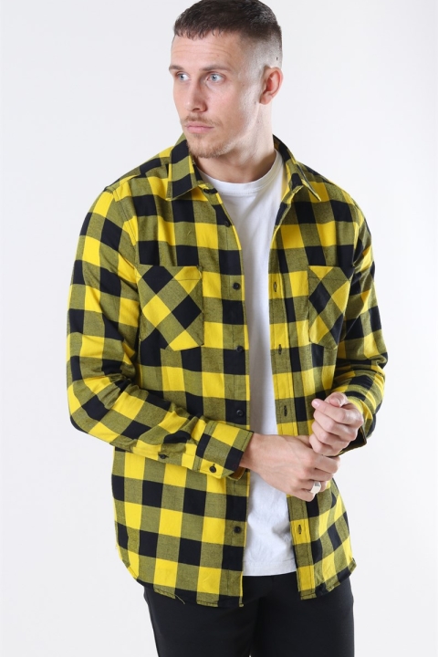 URBAN CLASSICS Checked Flanell Shirt Black/Honey