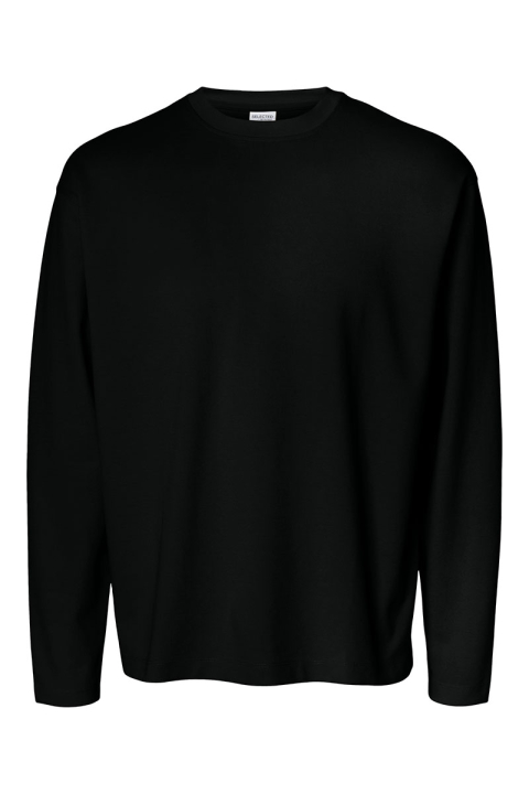 Selected SLHLOOSEOSCAR LS O-NECK TEE NOOS Black