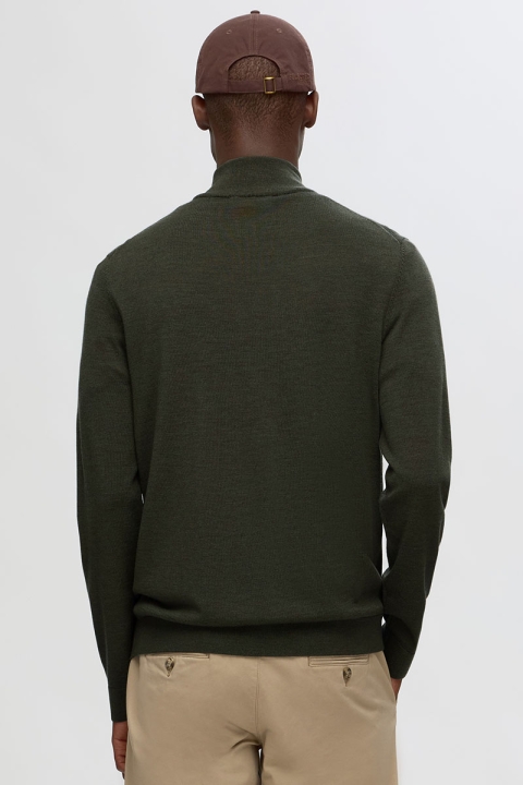 Selected Tray LS Merino Knit Half Zip Forest Night