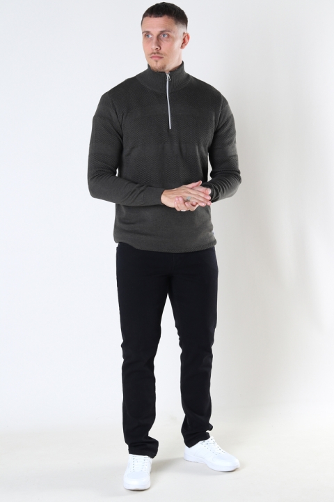 Kronstadt Hannes half zip cotton knit Army