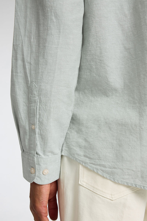 Selected Slim Sun Linen Shirt LS Iceberg Green / White