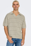 ONLY & SONS Grayson SS Chocket Knit Polo Silver Lining