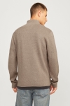 Jack & Jones Milano Stitch Knit Half Zip Greige