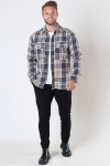 ONLY & SONS SCOTT LS CHECK FLANNEL OVERSHIRT Grey Pinstripe