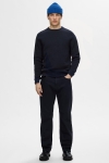 Selected Ross Knit Structure Crew Neck Dark Sapphire