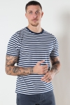 Basic Brand T-shirt Striped Navy/White