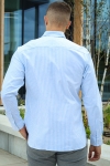 Clean Cut Copenhagen Oxford Stretch Stripe L/S Light Blue