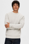 Selected Dane LS Structure Knit Crew Neck Light Grey Melange