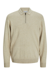 Jack & Jones Emil Knit Polo Half Zip LS Oatmeal