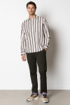 Clean Cut Copenhagen Willum shirt Ecru/Dark Plum Stripe