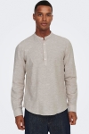 ONLY & SONS CAIDEN HALF PLACKET LINEN SHIRT Chinchilla