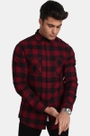 URBAN CLASSICS Checked Flanell Shirt Black/Burgundy