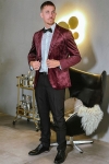 JEFF George Velour Blazer Bordeaux