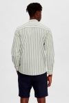 Selected SLHSLIMNEW-LINEN SHIRT LS BAND W Desert Sage Stripes