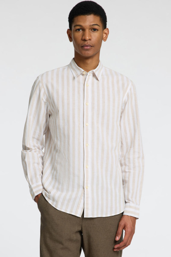 Slim Sun Linen Shirt LS Pure Cashmere Stripe