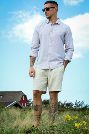 Summer Shirt LS Oxford Tan Stripe