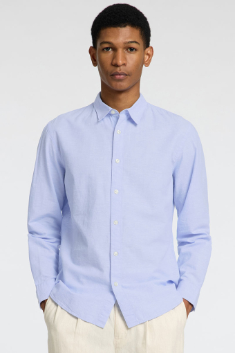 Slim Sun Linen Shirt LS Cashmere Blue / White