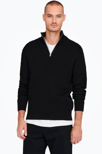 PHIL COTTON HALF ZIP KNIT Black