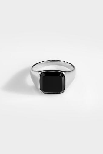 Black Onyx Signature Pierścień Silver