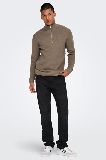 Phil Cotton Half Zip Knit Desert Taupe