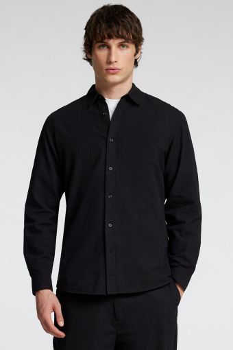 Slim Sun Linen Shirt LS Black