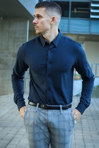 Theodore LS Stretch Shirt Navy