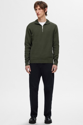 Dane LS Structure Knit Half Zip Forest Night