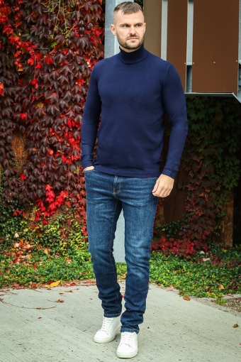 MALCOLM ROLL NECK KNIT Navy