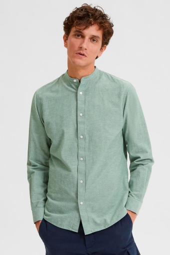 SLHSLIMNEW-LINEN SHIRT LS BAND W Desert Sage