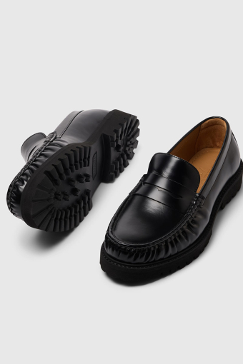 Hugo Leather Penny Loafer Black