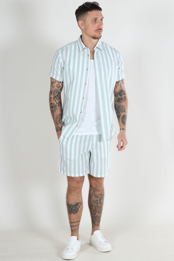 Joshua Oxford Strip Shirt SS Granite Green