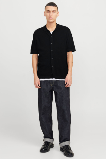 Emil Knit Structure Shirt SS Black