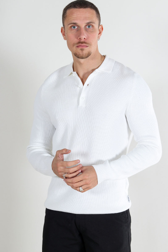 Phil Rib LS Polo Knit Cloud Dancer