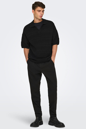 Grayson SS Chocket Knit Polo Black